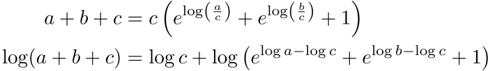 Factoring out largest term on log scale